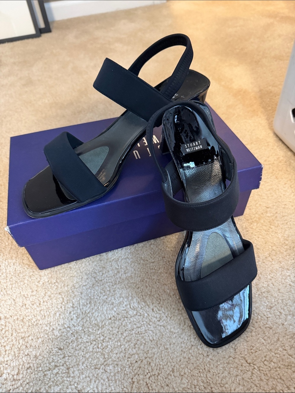Stuart Weitzman Black Two-Band Slingback Heels